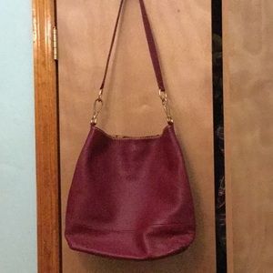NWOT VTG Plinio Visona Crimson Leather Oversized Hobo